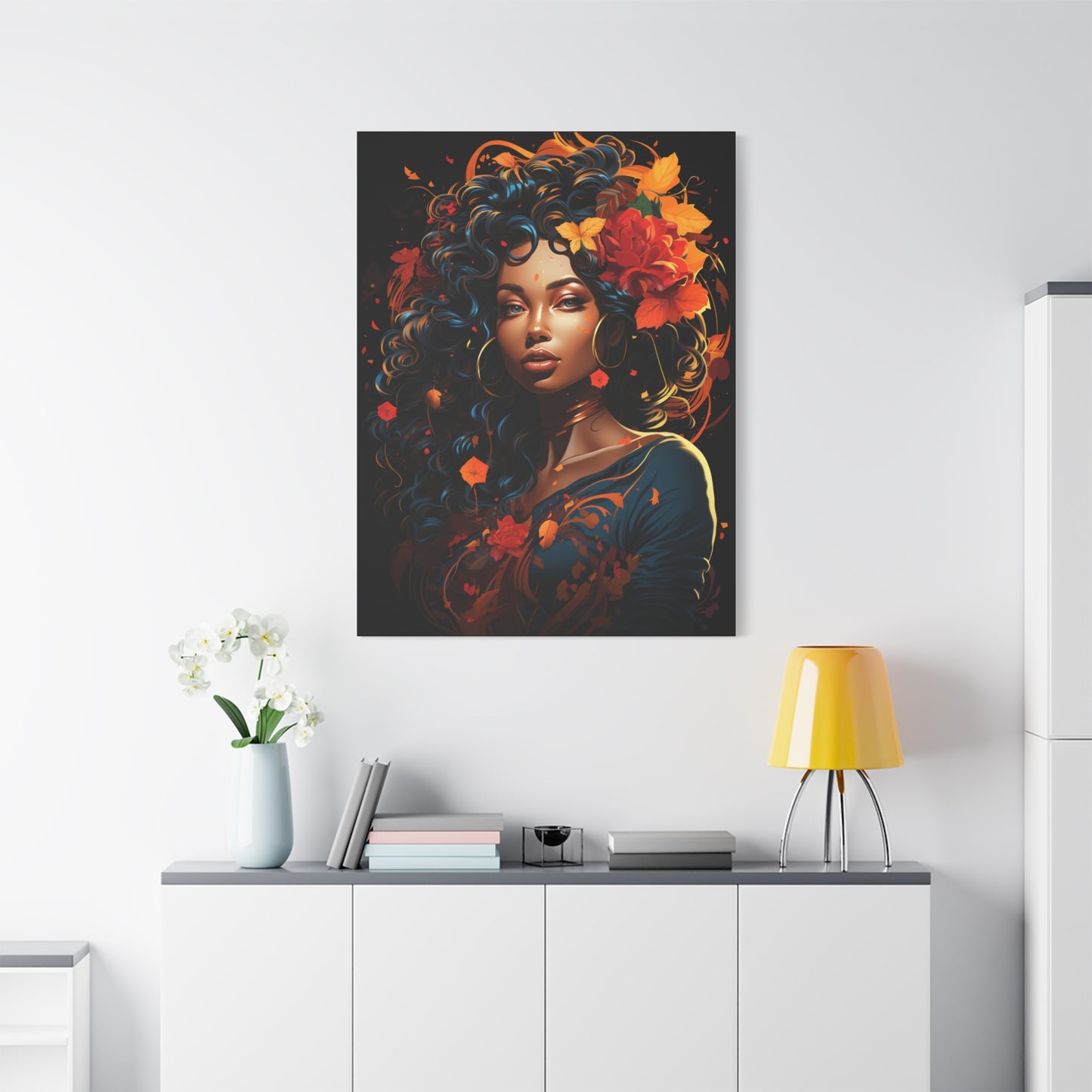 Canvas Wall Art featuring Vibrant Autumn Queen Design, Home Decor, Gift for Art Lovers, Fall Aesthetic, Boho Style - VYBE Shop