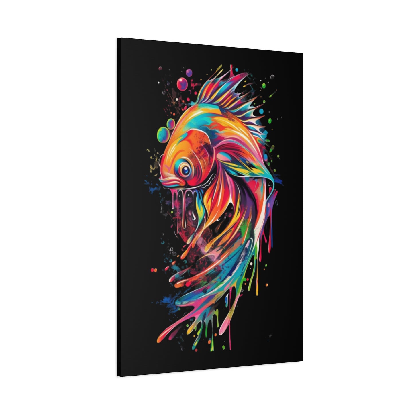 Neon Fish Canvas Art, Colorful Wall Decor, Artistic Home Accent, Gift for Fish Lovers, Unique Ocean Decor, Bright and Cheerful Wall Art - VYBE Shop