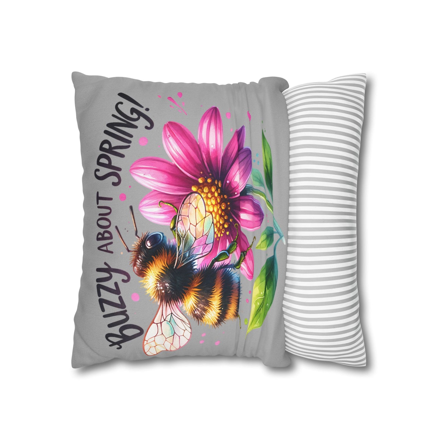 Buzzing Spring Pillowcase - Bee Decor Floral Cushion Cover for Spring Home Decor, Perfect Gift for Bee Lovers and Nature-Inspired Decor - VYBE Shop