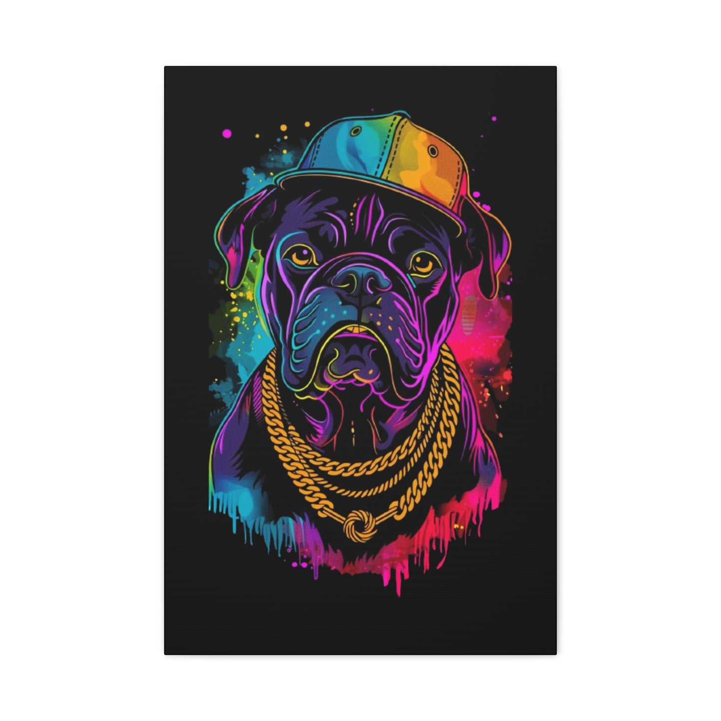 Neon Dog In Chain Matte Canvas, Stretched, 1.25" - VYBE Shop