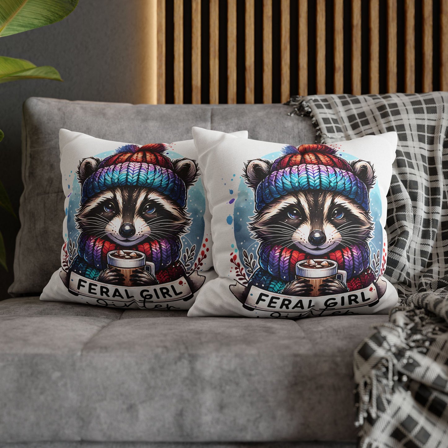 Feral Girl Winter Pillowcase - Cozy Decor for Animal Lovers, Perfect Winter Chill Vibe Home Accent Cushion Cover - VYBE Shop