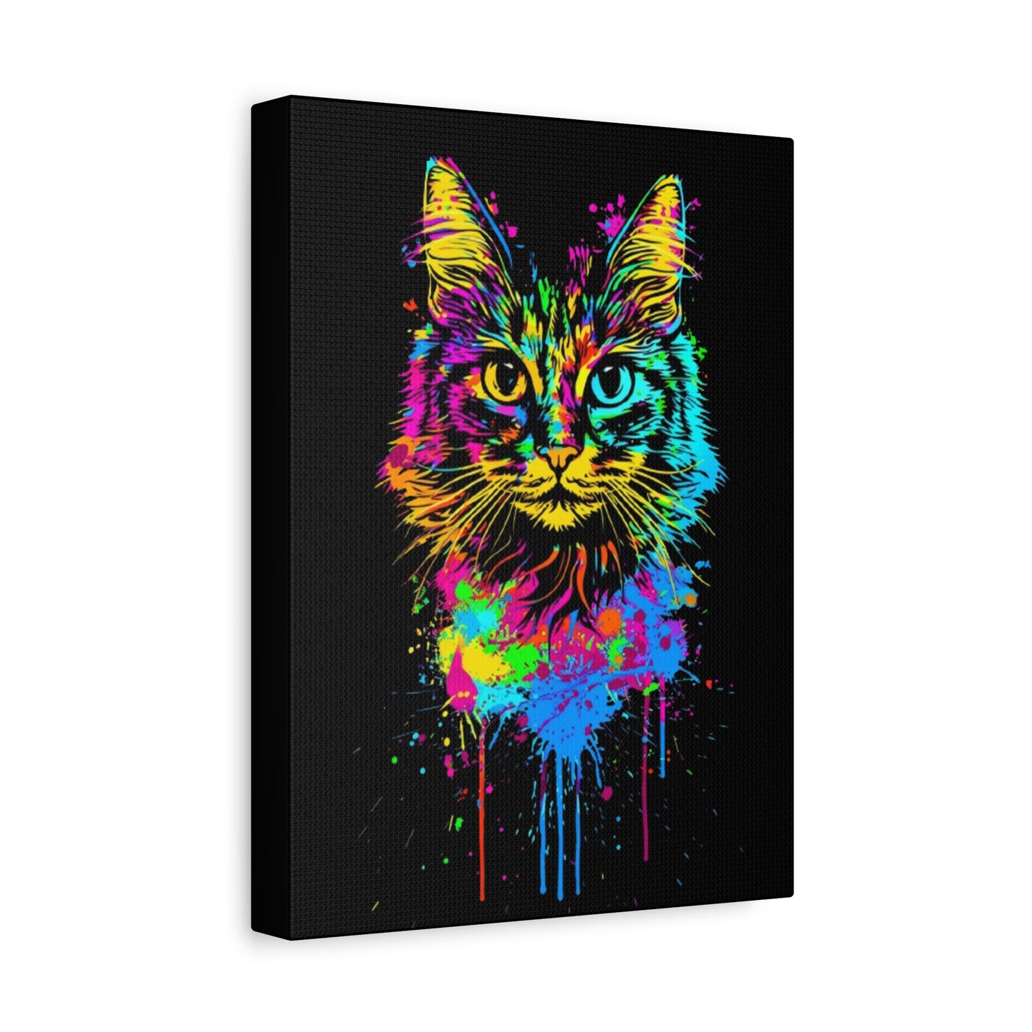 Neon Cat Design Matte Canvas Framed Print - VYBE Shop