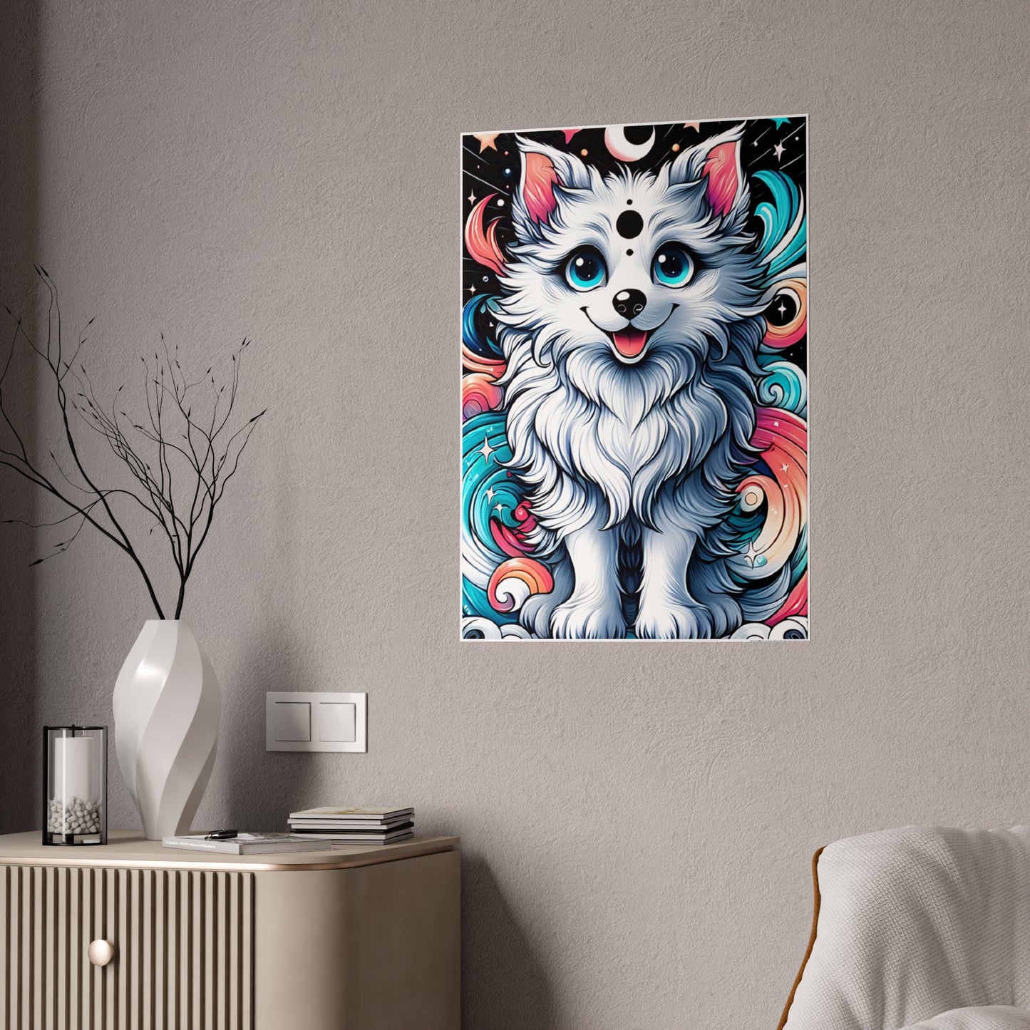 Glossy Wolf Art Poster, Colorful Animal Poster - VYBE Shop