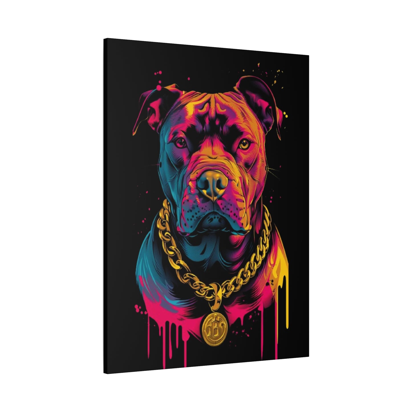 Neon Pitbull Canvas Art, Pet Lover Wall Decor, Modern Home Decor, Unique Gift for Dog Lovers, Vibrant Animal Portrait - VYBE Shop