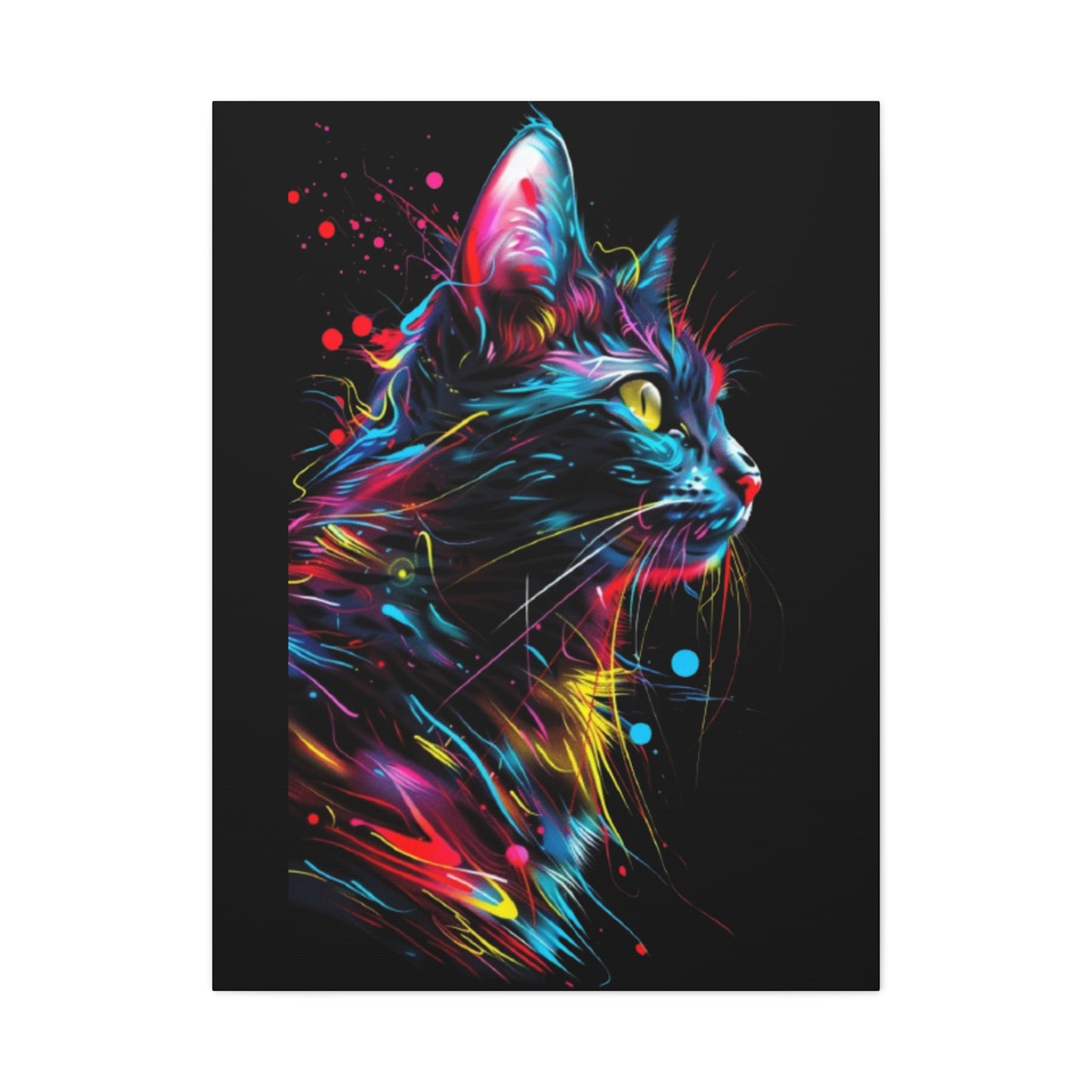 Neon Cat Design Matte Canvas Framed Print - VYBE Shop