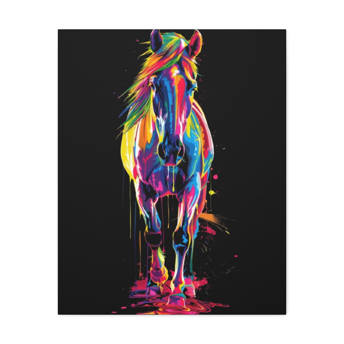 Neon Horse Canvas Art Print, Colorful Wall Decor for Animal Lovers, Horse Lover Gift, Equine Home Decor, Art for Kids Room - VYBE Shop