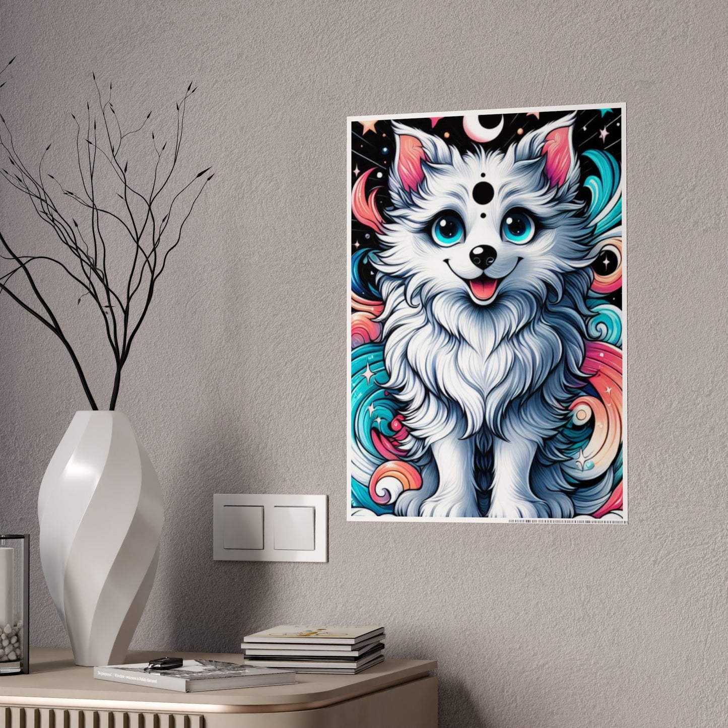 Glossy Cute Dog Art Poster - Adorable Dog Illustration for Pet Lovers - VYBE Shop
