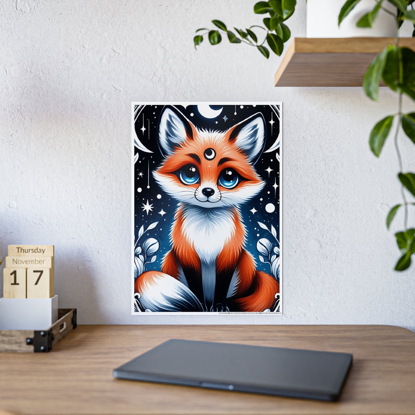 Glossy Fox Art Poster, Cute Animal Poster - VYBE Shop