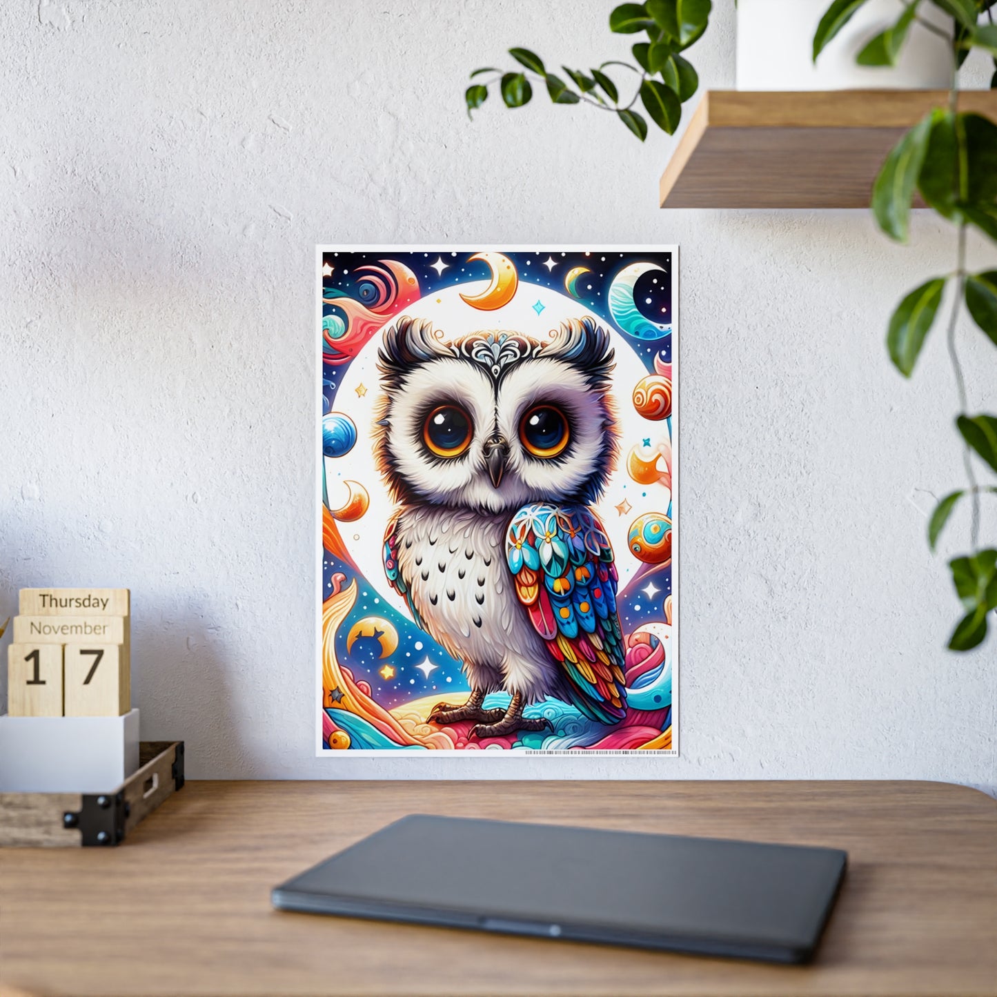 Vibrant Owl Art Poster, Colorful Wall Decor - VYBE Shop