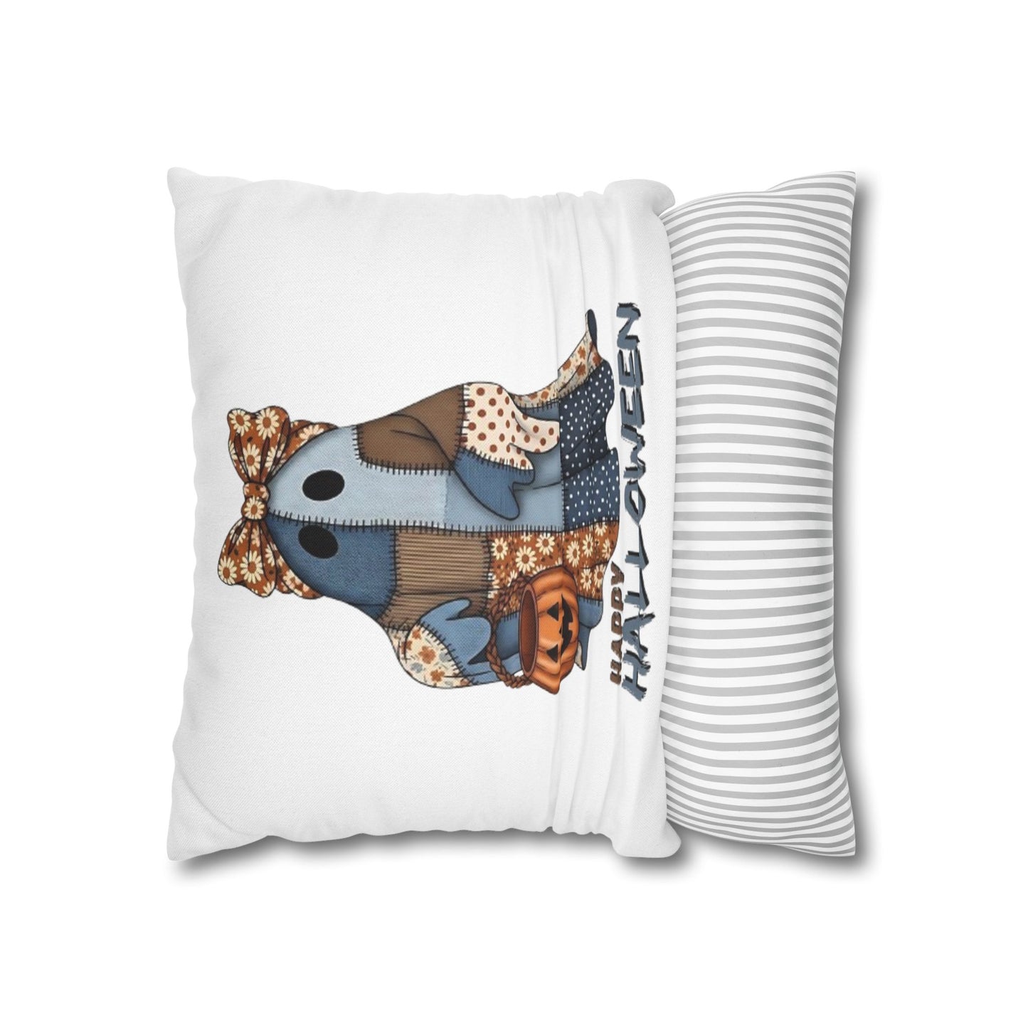 Halloween Ghost Pillowcase | Spun Polyester Cushion Cover, Fall Decor, Spooky Home, Cozy Halloween, Gift for Halloween Lovers - VYBE Shop