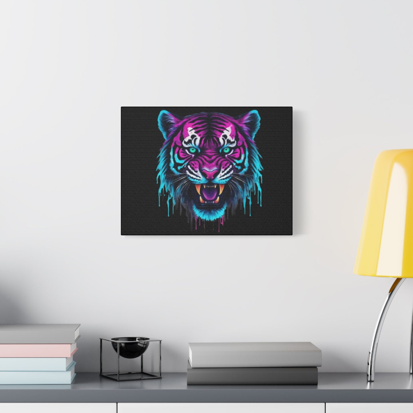 Neon Tiger Canvas Art, Wall Decor, Colorful Animal Artwork, Home Interior, Gift for Animal Lovers, Unique Wall Hanging - VYBE Shop
