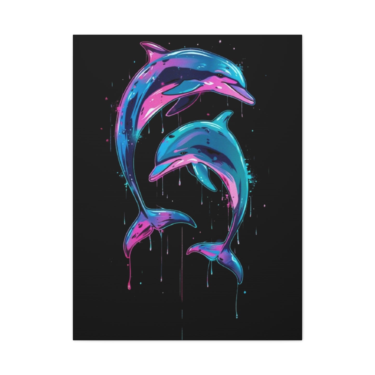 Neon Dolphin Design, Framed Canvas - VYBE Shop