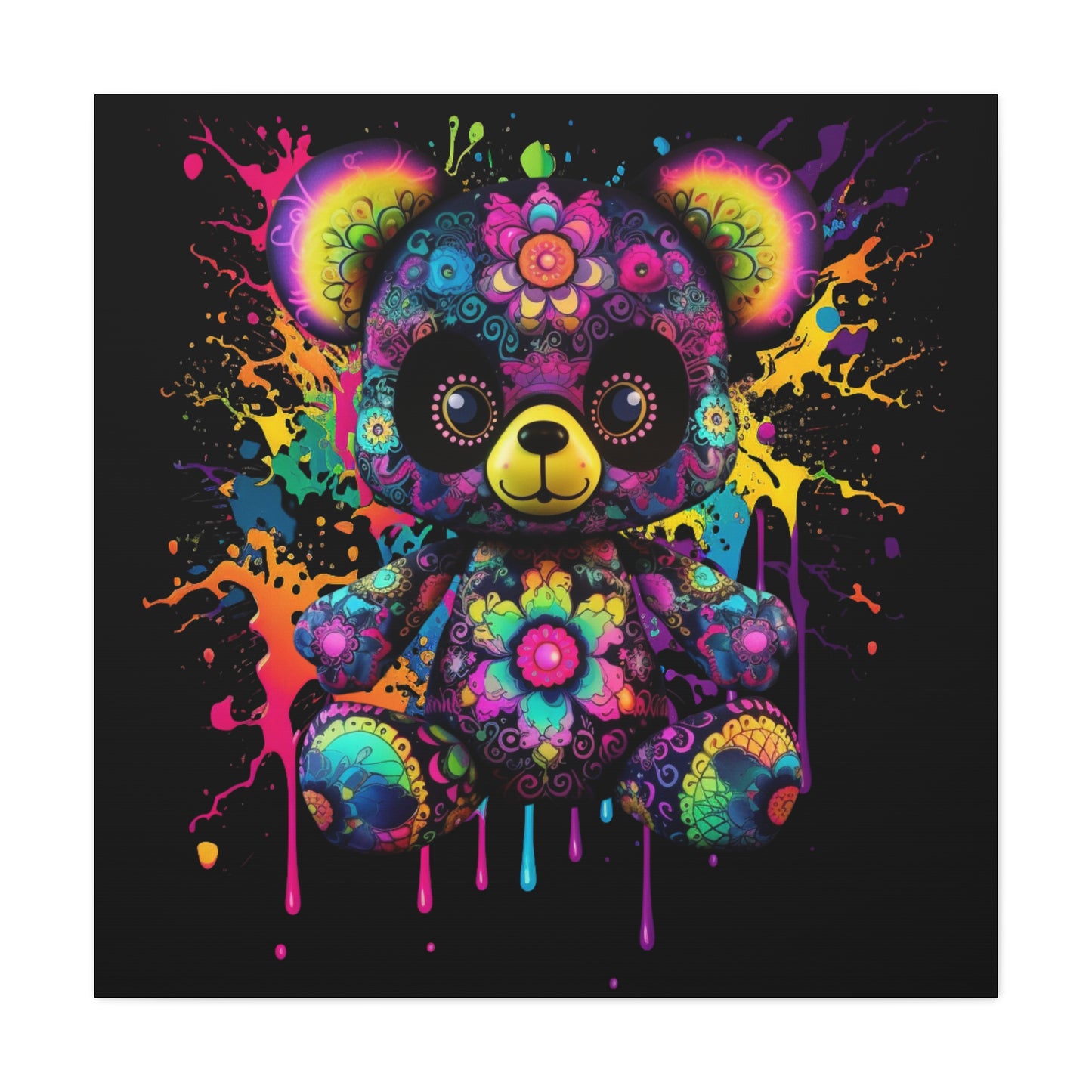 Artistic Bear Canvas Wall Art, Colorful Bear Decor, Playful Room Decor, Unique Gift for Kids, Nursery Wall Hanging - VYBE Shop