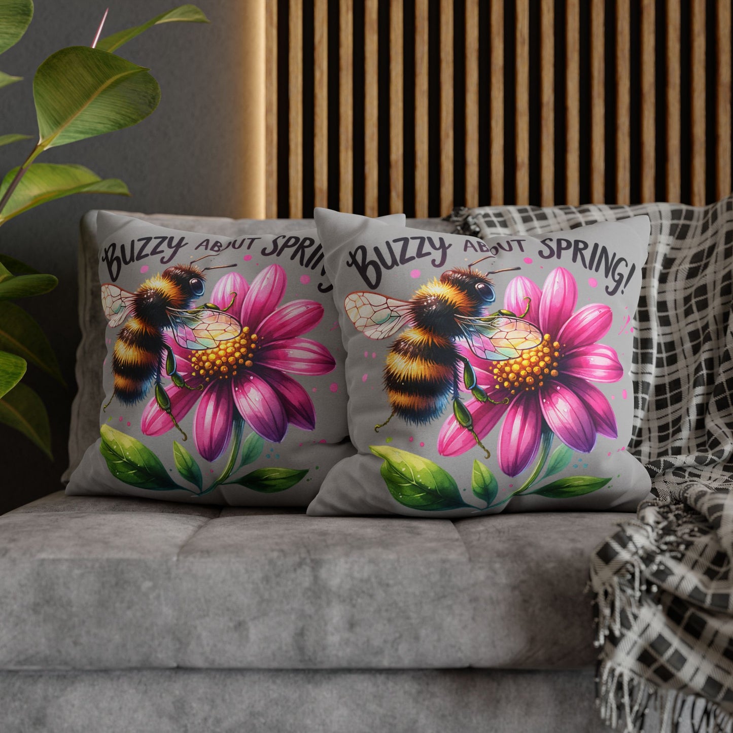 Buzzing Spring Pillowcase - Bee Decor Floral Cushion Cover for Spring Home Decor, Perfect Gift for Bee Lovers and Nature-Inspired Decor - VYBE Shop
