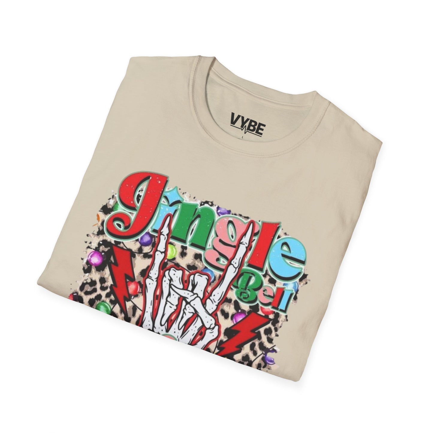 Christmas- Festive Rockin' Unisex T-Shirt Cute Edgy Skeleton Christmas Gift - VYBE Shop