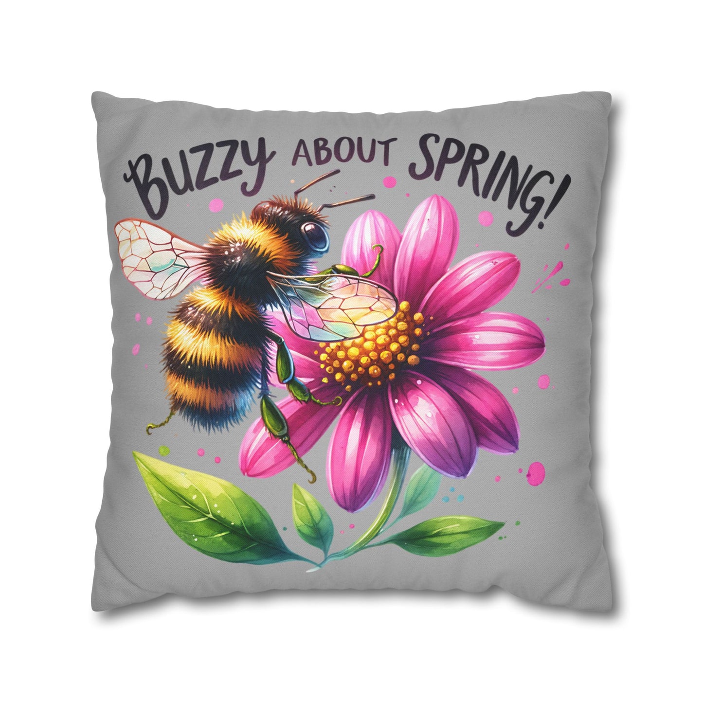 Buzzing Spring Pillowcase - Bee Decor Floral Cushion Cover for Spring Home Decor, Perfect Gift for Bee Lovers and Nature-Inspired Decor - VYBE Shop