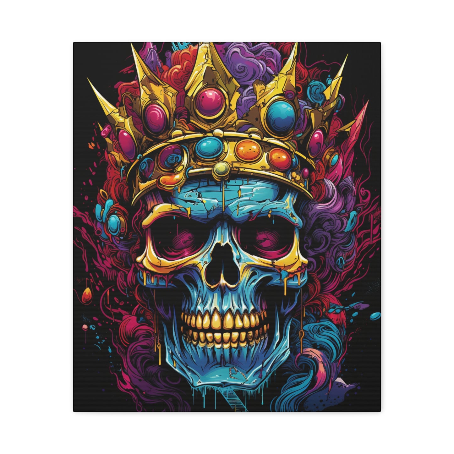 Colorful Skull Canvas Art - Vibrant Home Decor, Gothic Wall Print, Edgy Gift, Halloween Decoration, Art for Music Lovers - VYBE Shop