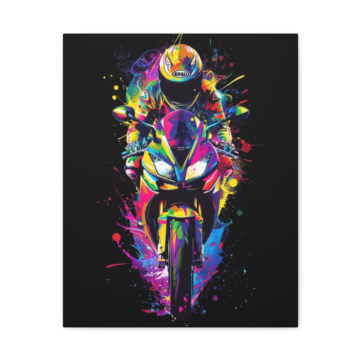Neon Motorcycle Canvas Art, Perfect for Bikers, Home Decor, Gifts for Riders, Colorful Wall Art, Bike Lover's Gift - VYBE Shop