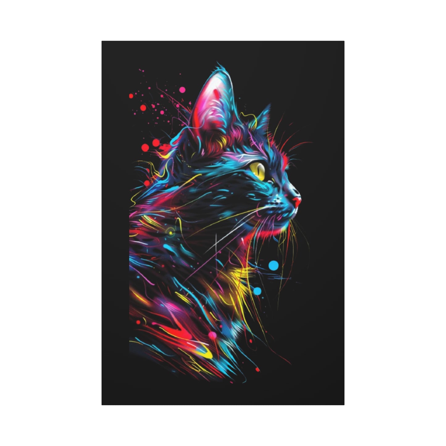 Neon Cat Design Matte Canvas Framed Print - VYBE Shop