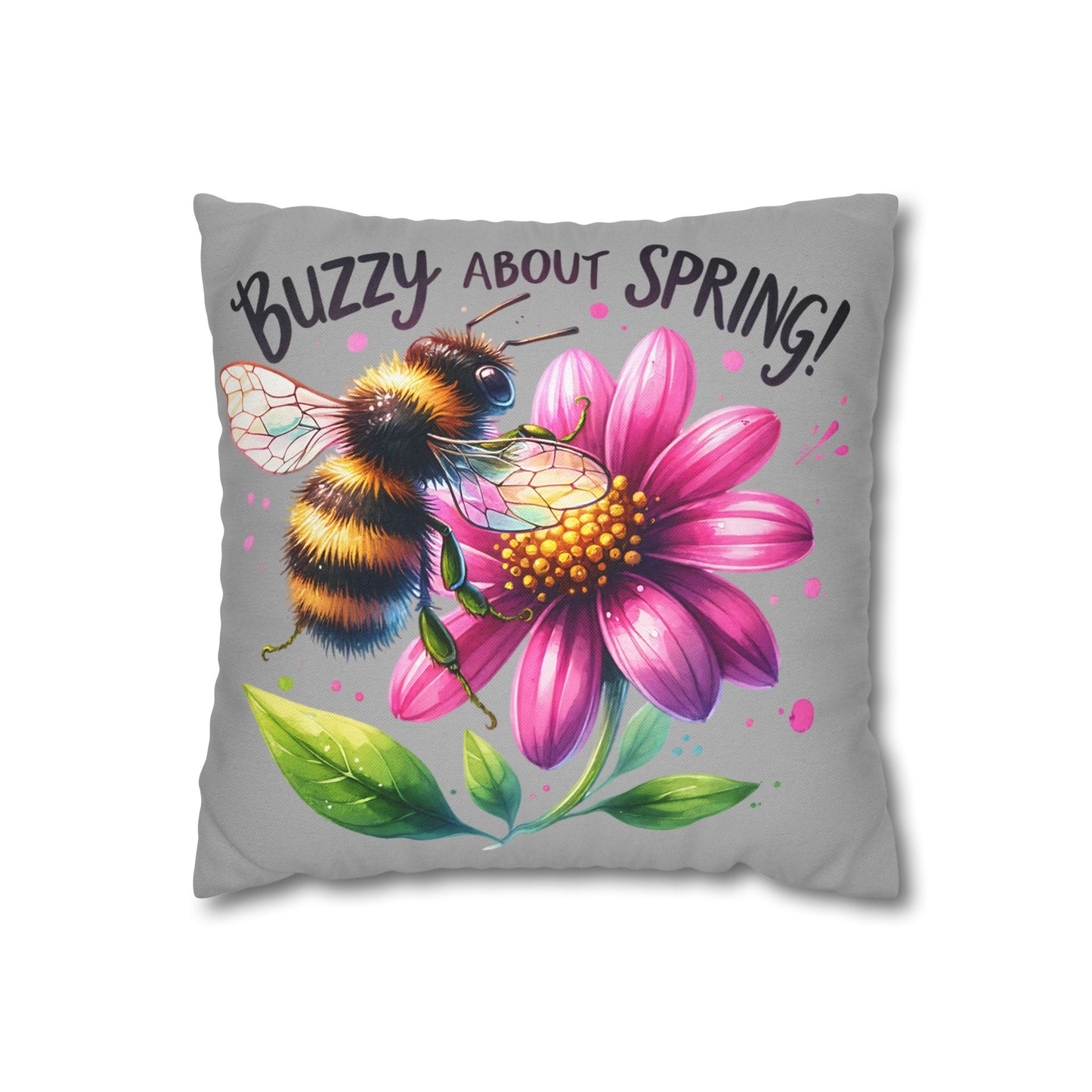Buzzing Spring Pillowcase - Bee Decor Floral Cushion Cover for Spring Home Decor, Perfect Gift for Bee Lovers and Nature-Inspired Decor - VYBE Shop