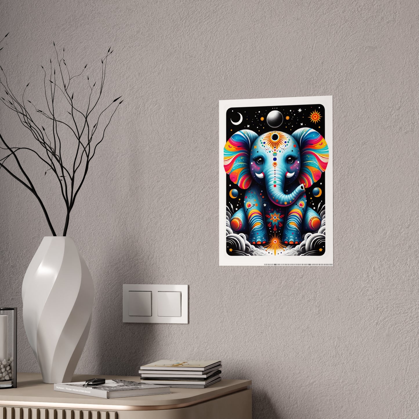 Vibrant Elephant Art Poster, Glossy Wall Decor - VYBE Shop