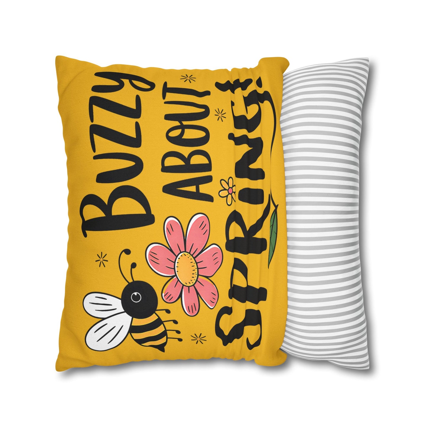 Buzzing Spring Pillowcase - Bee Themed Decorative Cushion Cover for Spring Home Decor and Floral Accent Gifts - VYBE Shop