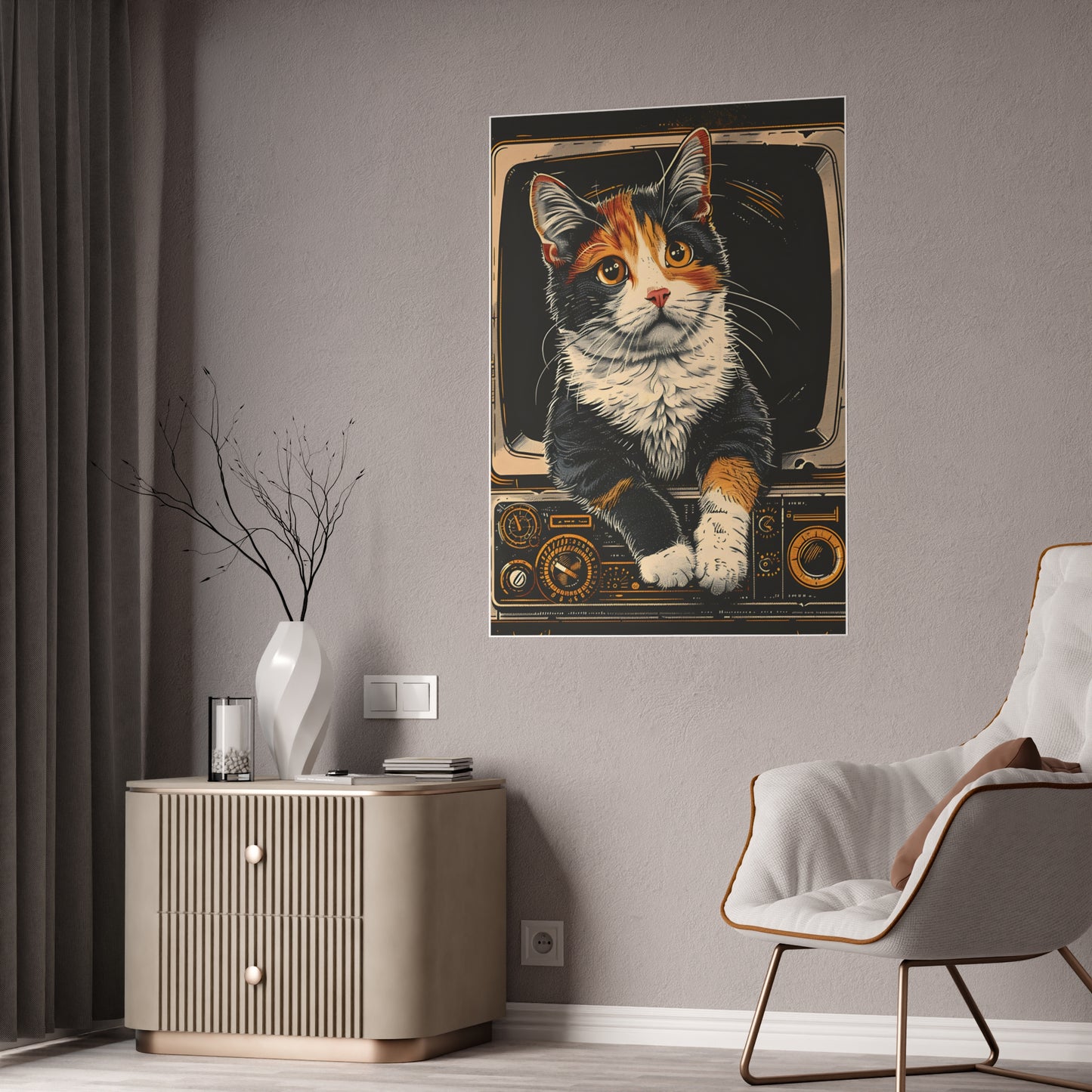 Cat Charming Cat Gloss Poster, Cat Lover Wall Art, Vintage Style Cat Print - VYBE Shop