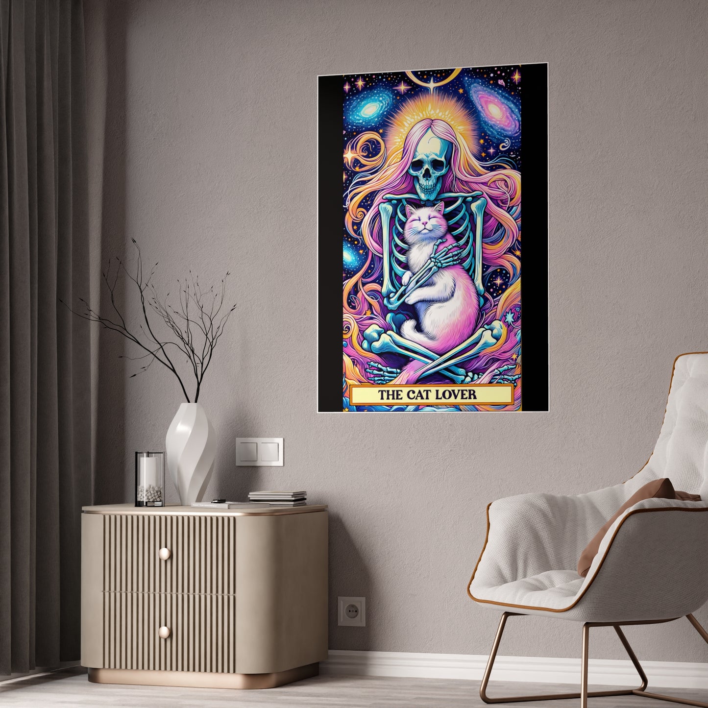 Vibrant Cat Lover Wall Art - Unique Tarot-Inspired Poster for Cat Enthusiasts - VYBE Shop