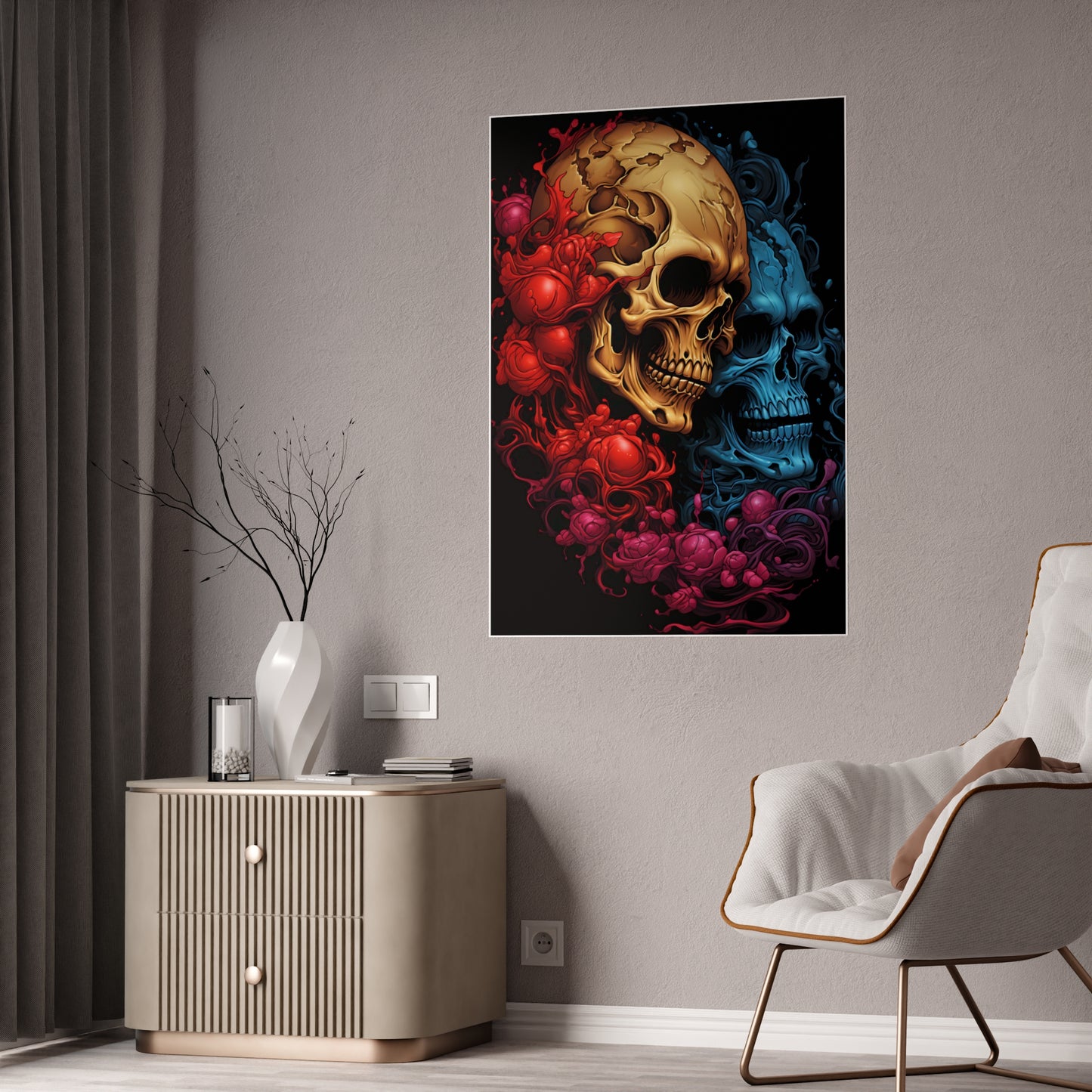 Skull Art Poster for Edgy Wall Decor - Gothic Home Design with Dark Aesthetic - VYBE Shop