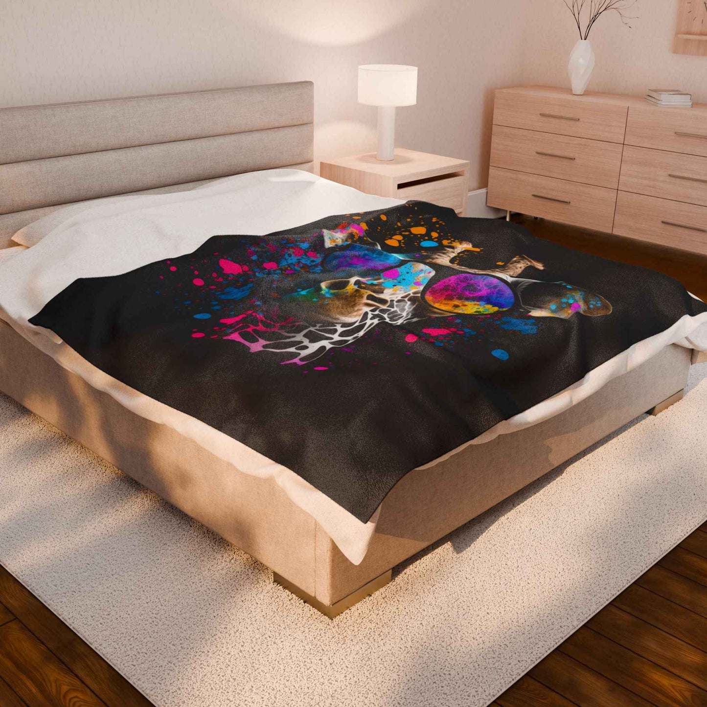 Colorful Giraffe Plush Blanket