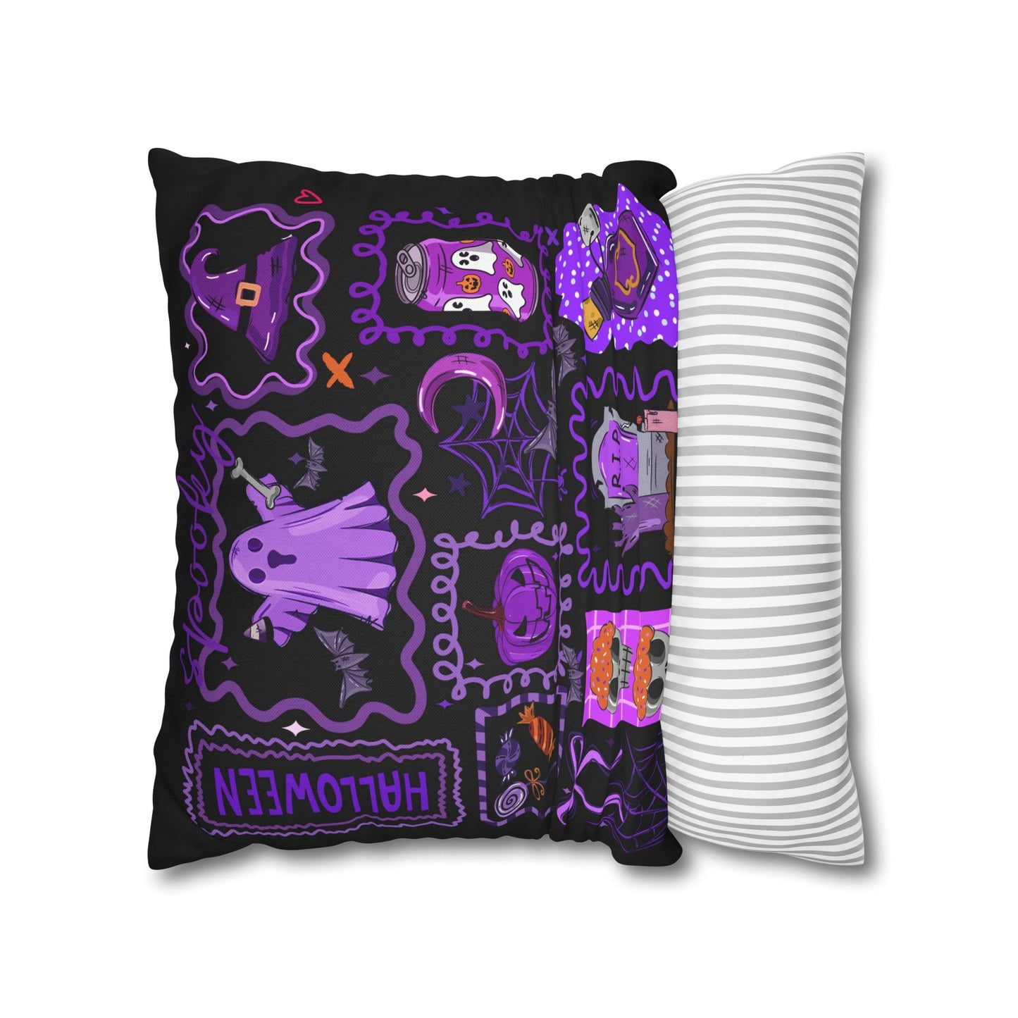 Halloween Pillowcase - Spooky Home Decor Cushion Cover with Ghost and Pumpkin Design - VYBE Shop