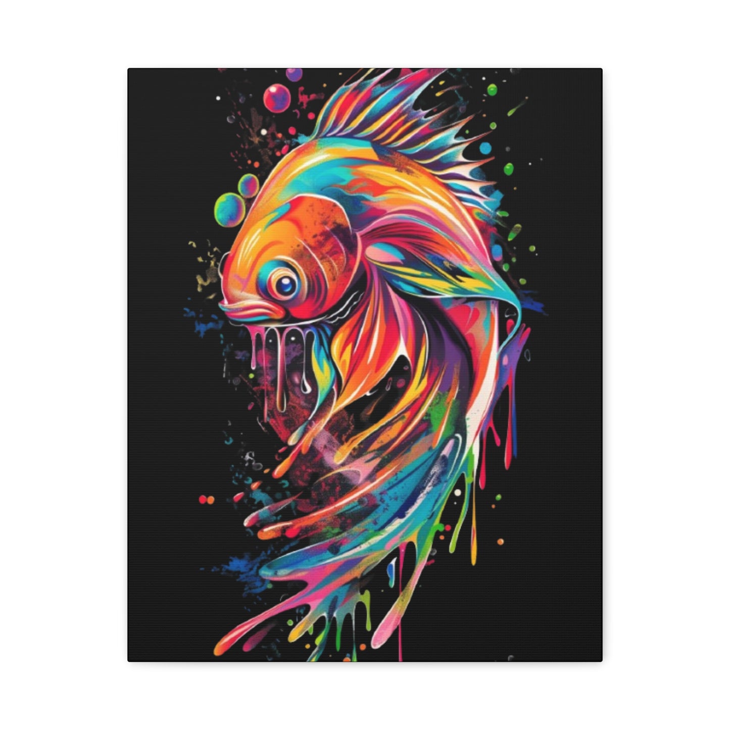 Neon Fish Canvas Art, Colorful Wall Decor, Artistic Home Accent, Gift for Fish Lovers, Unique Ocean Decor, Bright and Cheerful Wall Art - VYBE Shop