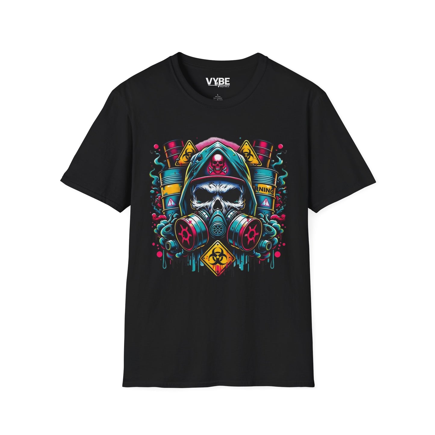 Biohazard Skull Graphic Tee, Trendy Halloween Shirt, Music Festival T-Shirt, Unisex Softstyle Top, Edgy Streetwear Fashion - VYBE
