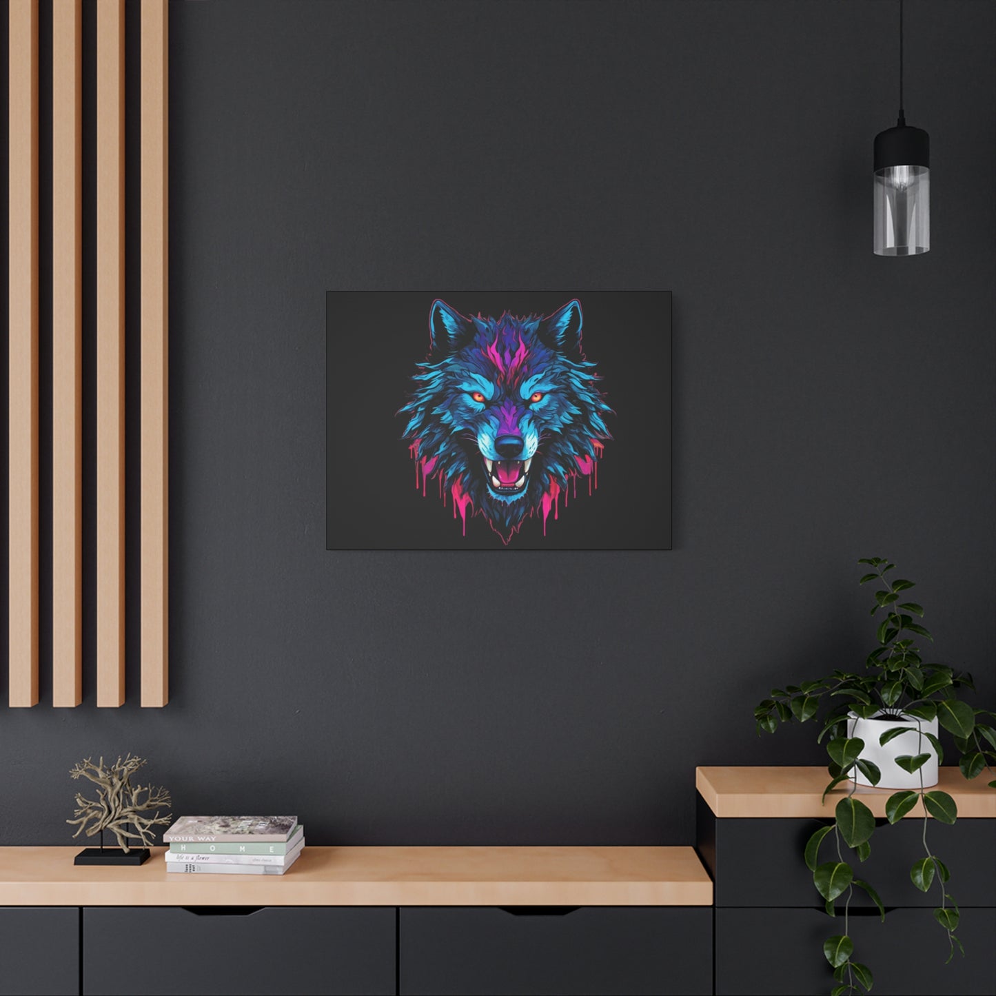 Neon Wolf Canvas Art, Colorful Wolf Wall Decor, Animal Lover Gift, Bold Home Decoration, Unique Art Print - VYBE Shop