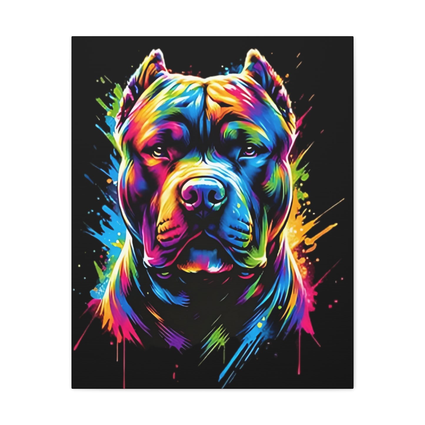 Neon Pitbull Canvas Art Print | Pet Lover Wall Decor, Dog Decor, Home Art, Gift for Dog Owners, Vibrant Animal Wall Art - VYBE Shop
