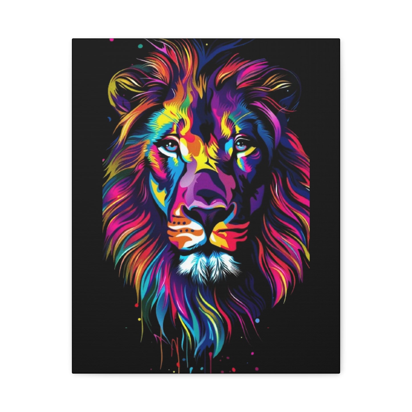 Neon Lion Art Canvas, Colorful Wall Decor, Animal Lover Gift, Home Decoration, Boho Style - VYBE Shop