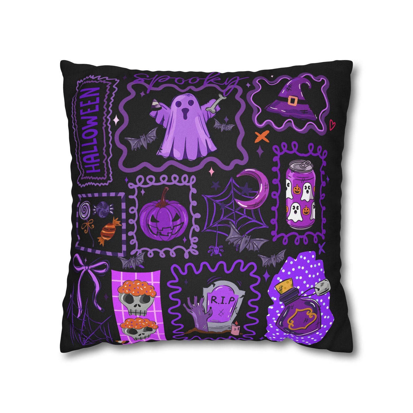 Halloween Pillowcase - Spooky Home Decor Cushion Cover with Ghost and Pumpkin Design - VYBE Shop