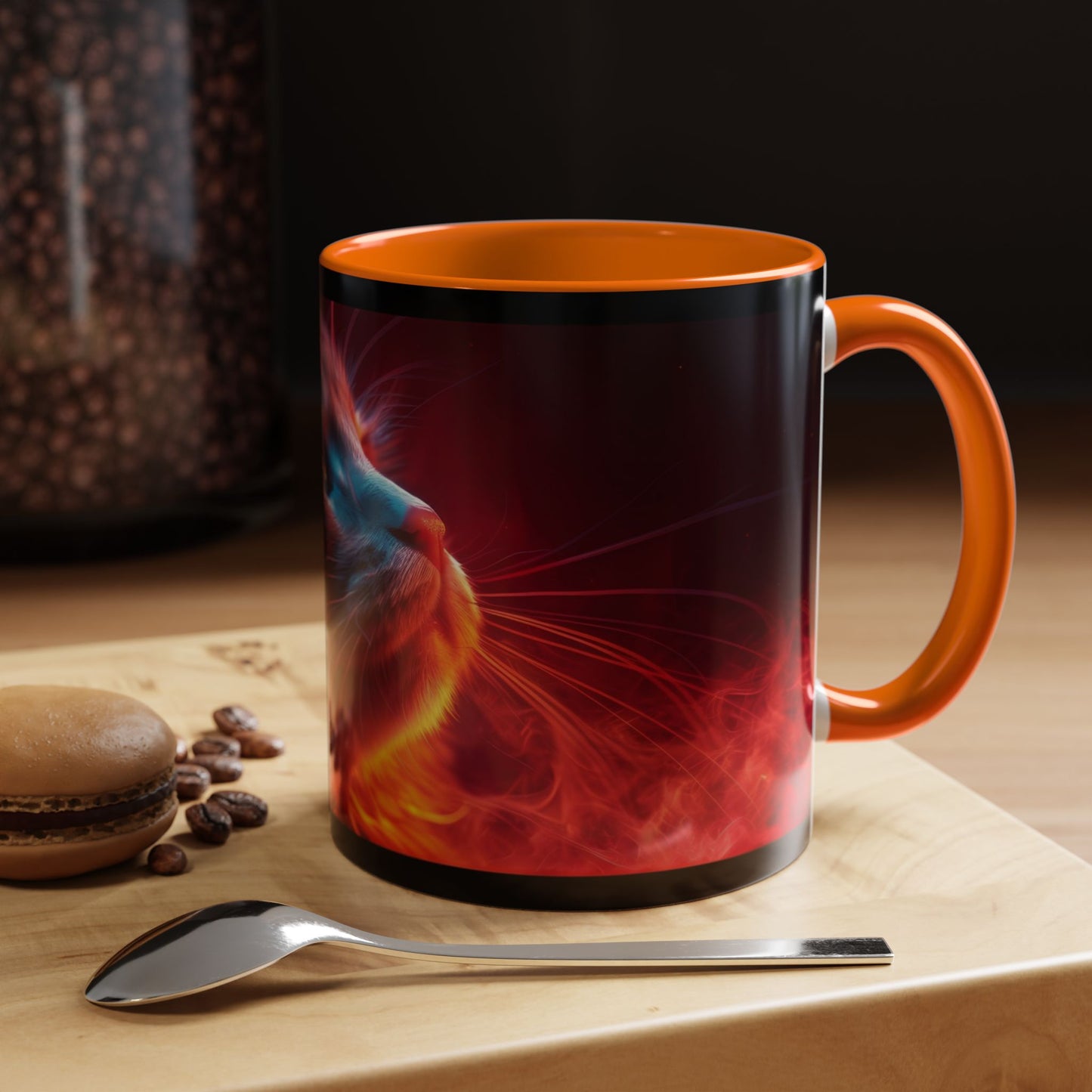 Cosmic Cat Coffee Mug - Vibrant Colorful Design, Cat Lover Gift, Unique Accented Mug, Pet Owner Gift, Cosmic Art Drinkware - VYBE