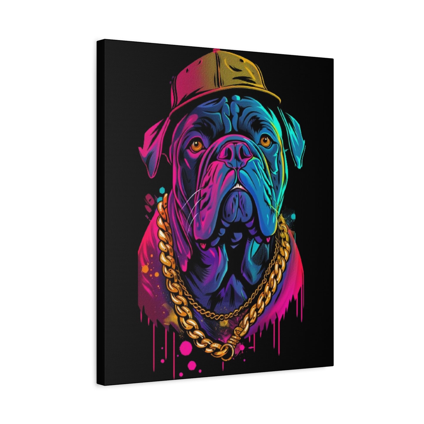 Neon Bulldog Canvas Art, Colorful Dog Wall Decor, Funky Pet Portrait, Dog Lover Gift, Unique Home Decoration - VYBE Shop