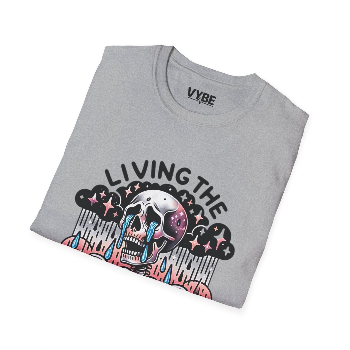 Funny- Living the Dream Skull Graphic T-Shirt - VYBE Shop