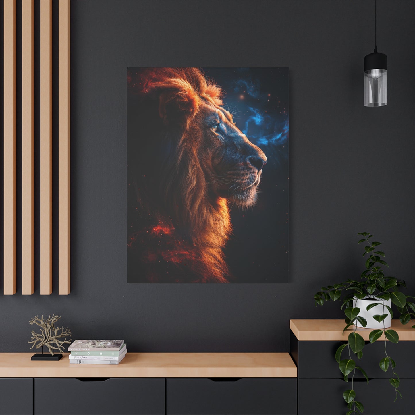 Galactic Lion Canvas Art Print, Cosmic Wall Decor, Animal Lover Gift, Unique Home Decoration, Inspirational Artwork - VYBE Shop