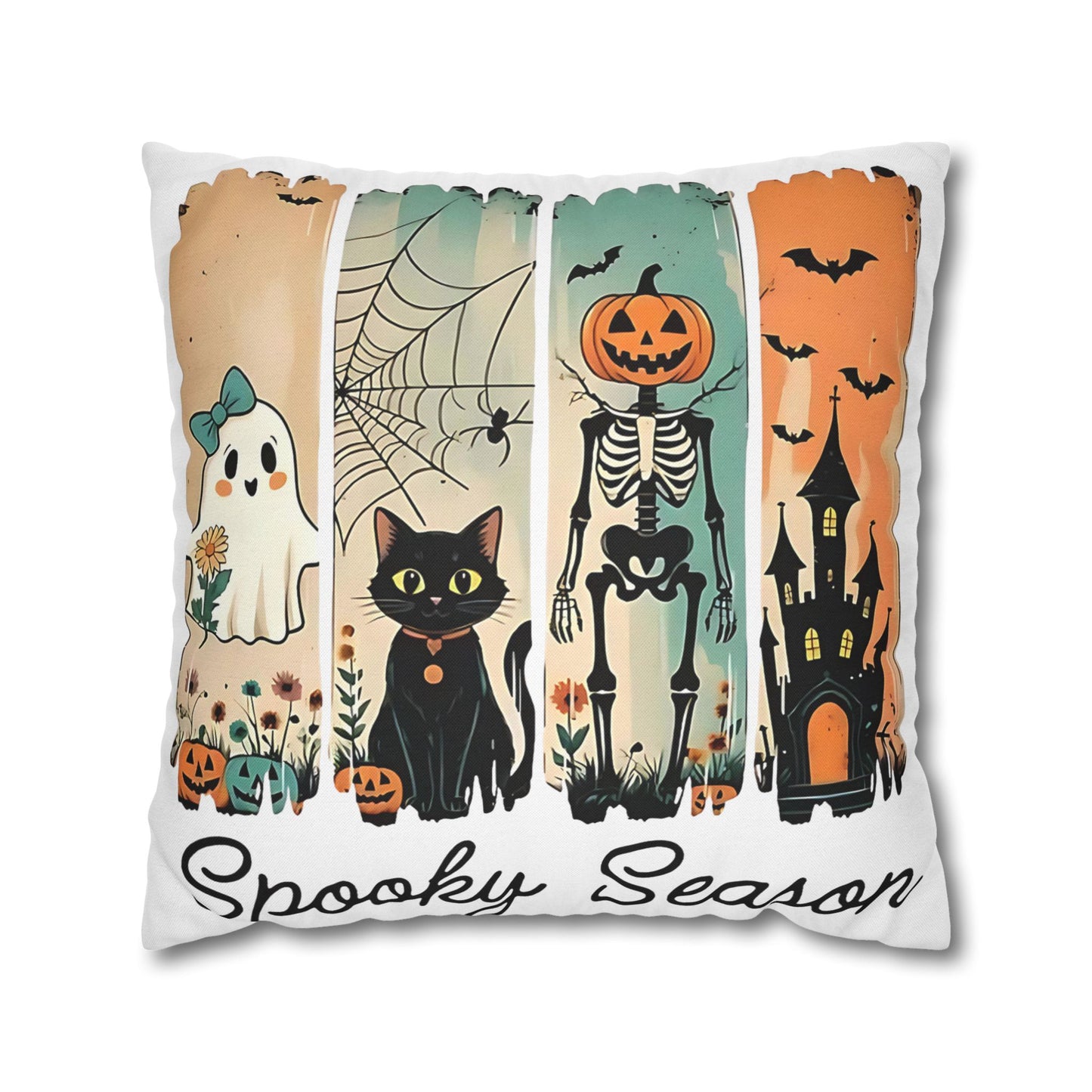 Halloween Pillowcase - Cozy Fall Decor with Cat and Ghost Design, Perfect for Autumn and Spooky Season Gifts - VYBE Shop