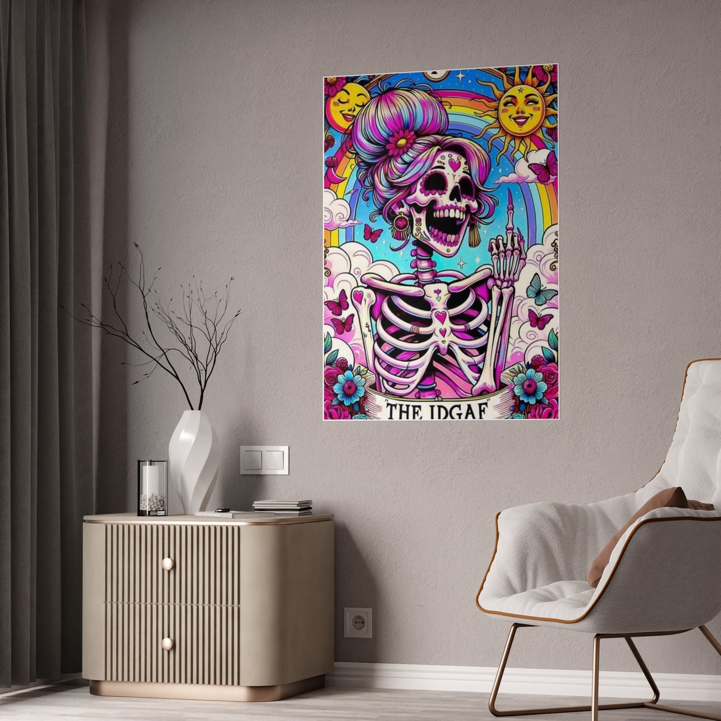 Idgaf Skeleton Wall Poster, Tarot - VYBE Shop