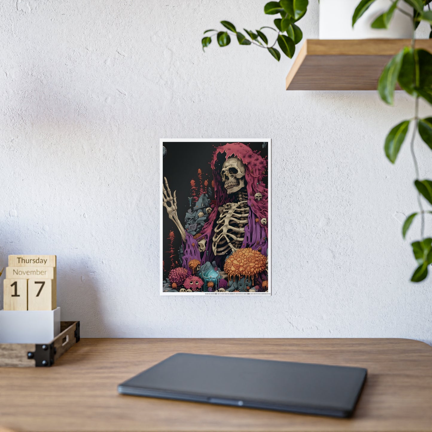 Skeleton Vibrant Skeleton Art Print, Glossy Poster, Gothic Wall Art - VYBE Shop