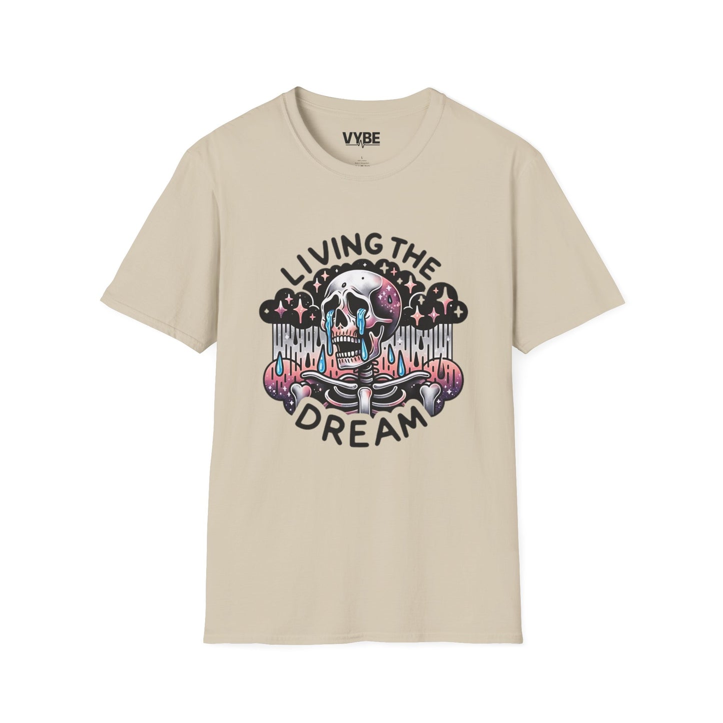 Funny- Living the Dream Skull Graphic T-Shirt - VYBE Shop