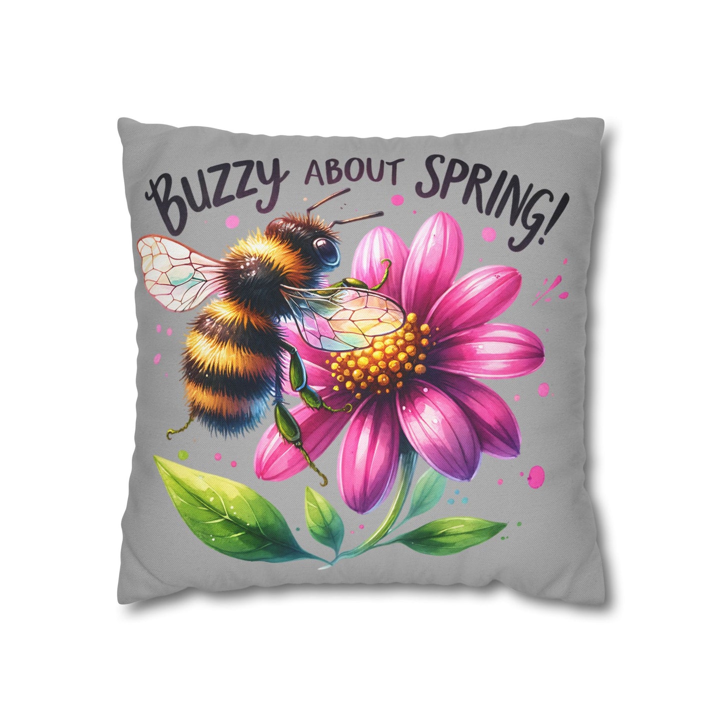 Buzzing Spring Pillowcase - Bee Decor Floral Cushion Cover for Spring Home Decor, Perfect Gift for Bee Lovers and Nature-Inspired Decor - VYBE Shop
