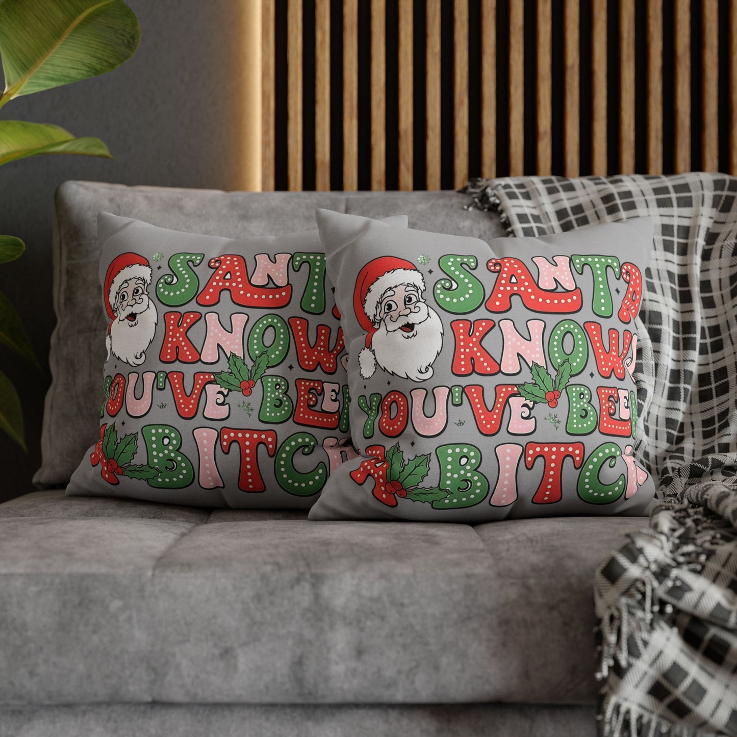 Funny Christmas Pillowcase - Santa Knows You've Been A Bit... Unique Decorative Accent for Holiday Decor, Perfect Gift for Friends and Family - VYBE Shop