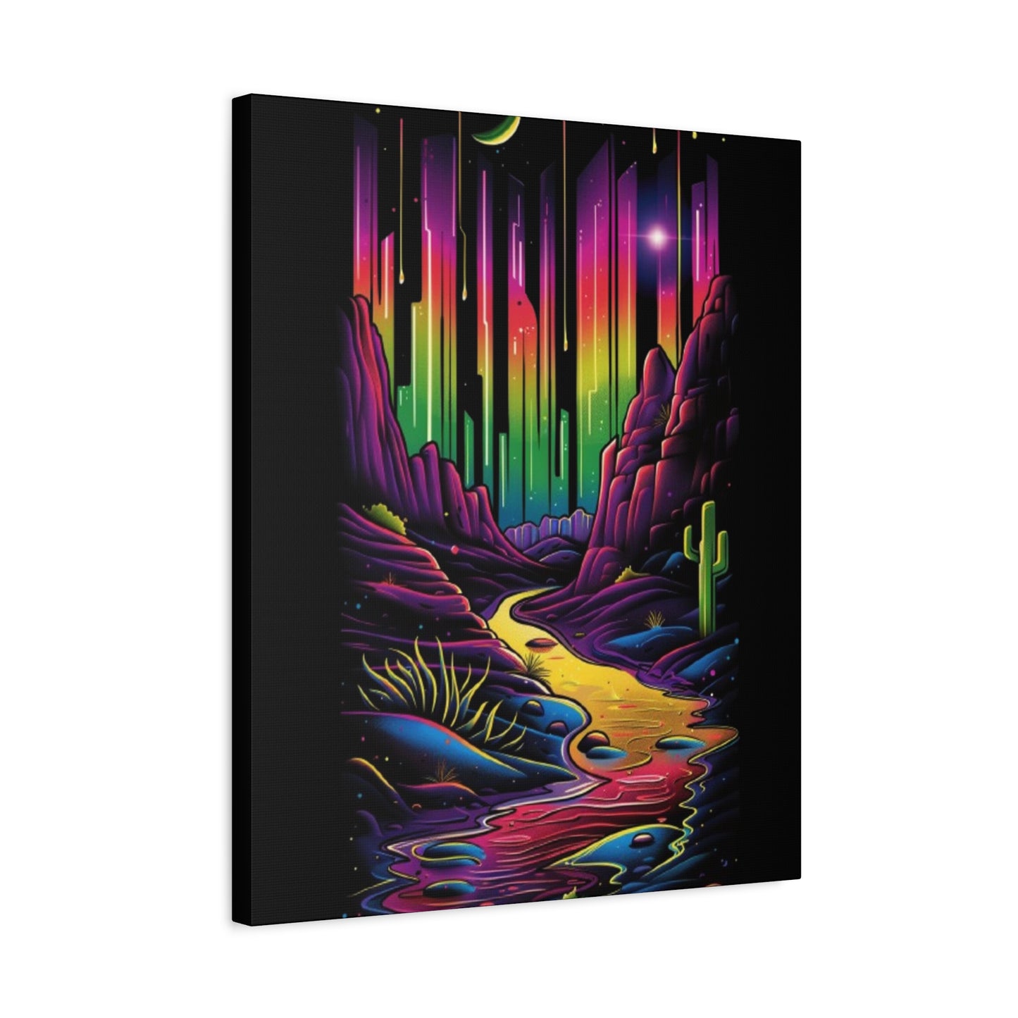 Neon Nature Canvas Art, Wall Decor, Colorful Landscape, Bohemian Home Decor, Gift for Art Lovers, Unique Wall Hanging - VYBE Shop