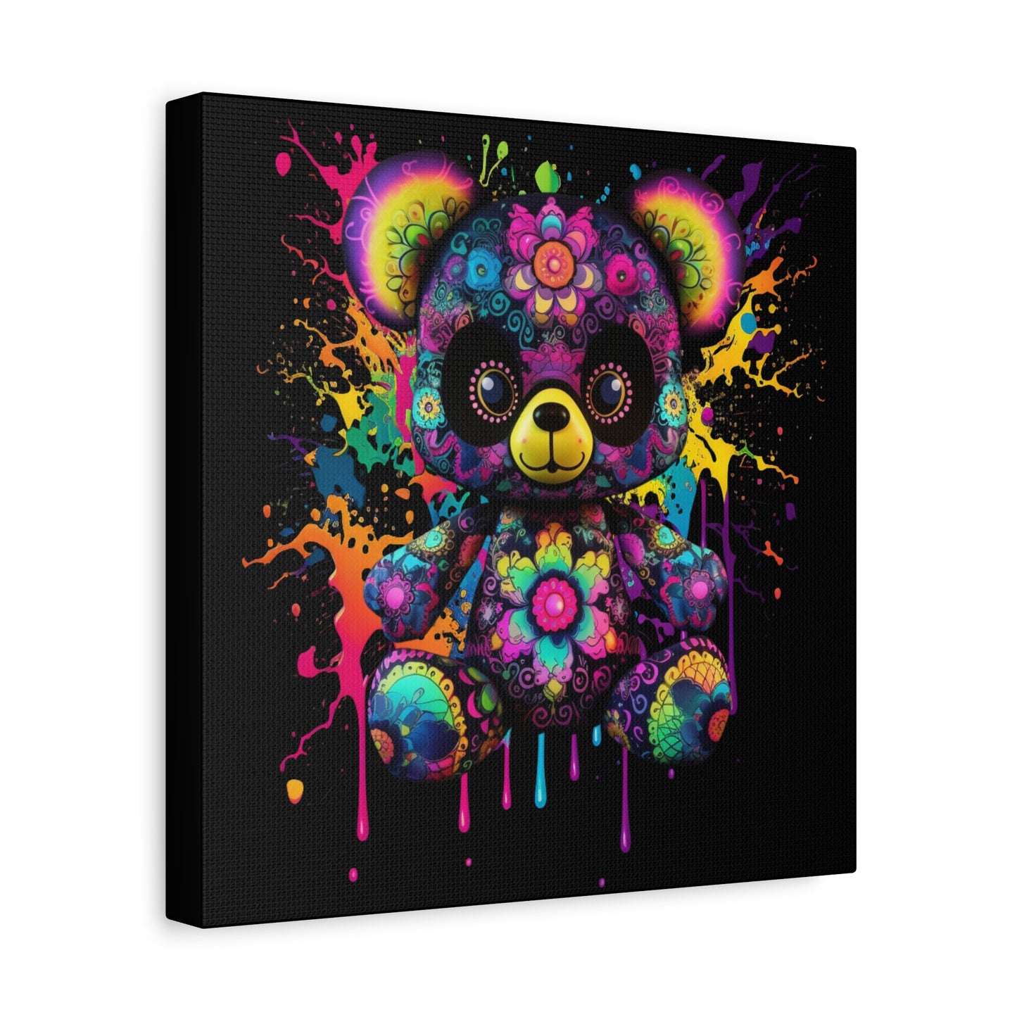 Artistic Bear Canvas Wall Art, Colorful Bear Decor, Playful Room Decor, Unique Gift for Kids, Nursery Wall Hanging - VYBE Shop