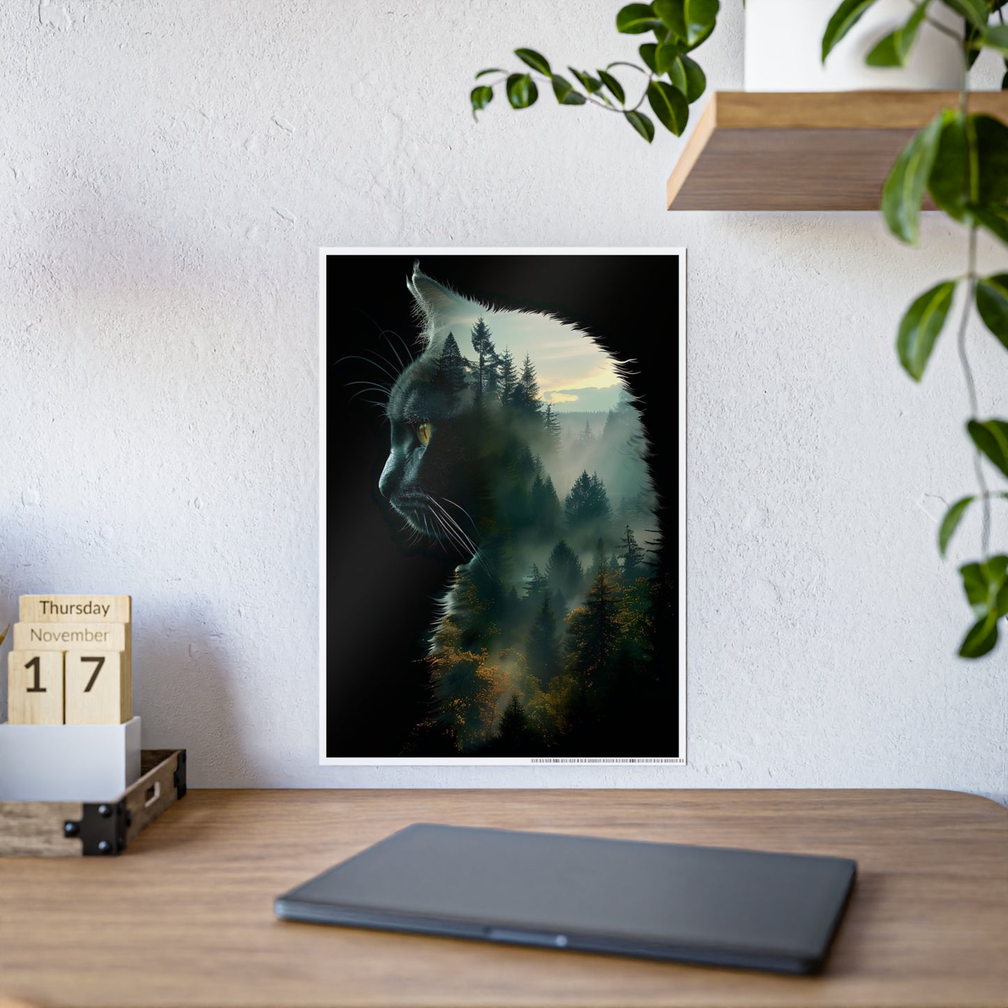 Mystical Cat Wall Art Print - Glossy Poster for Cat Lovers, Unique Nature-Inspired Home Decor - VYBE Shop